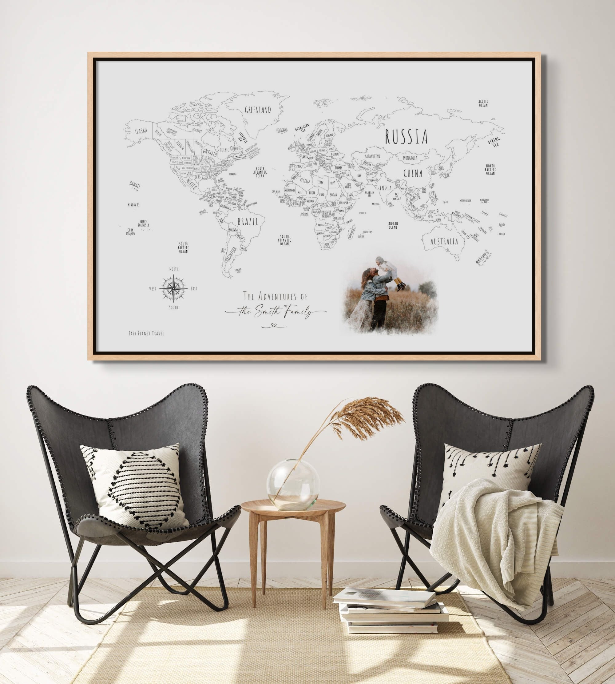 Custom World Map with Your Portrait – Easy Planet Travel