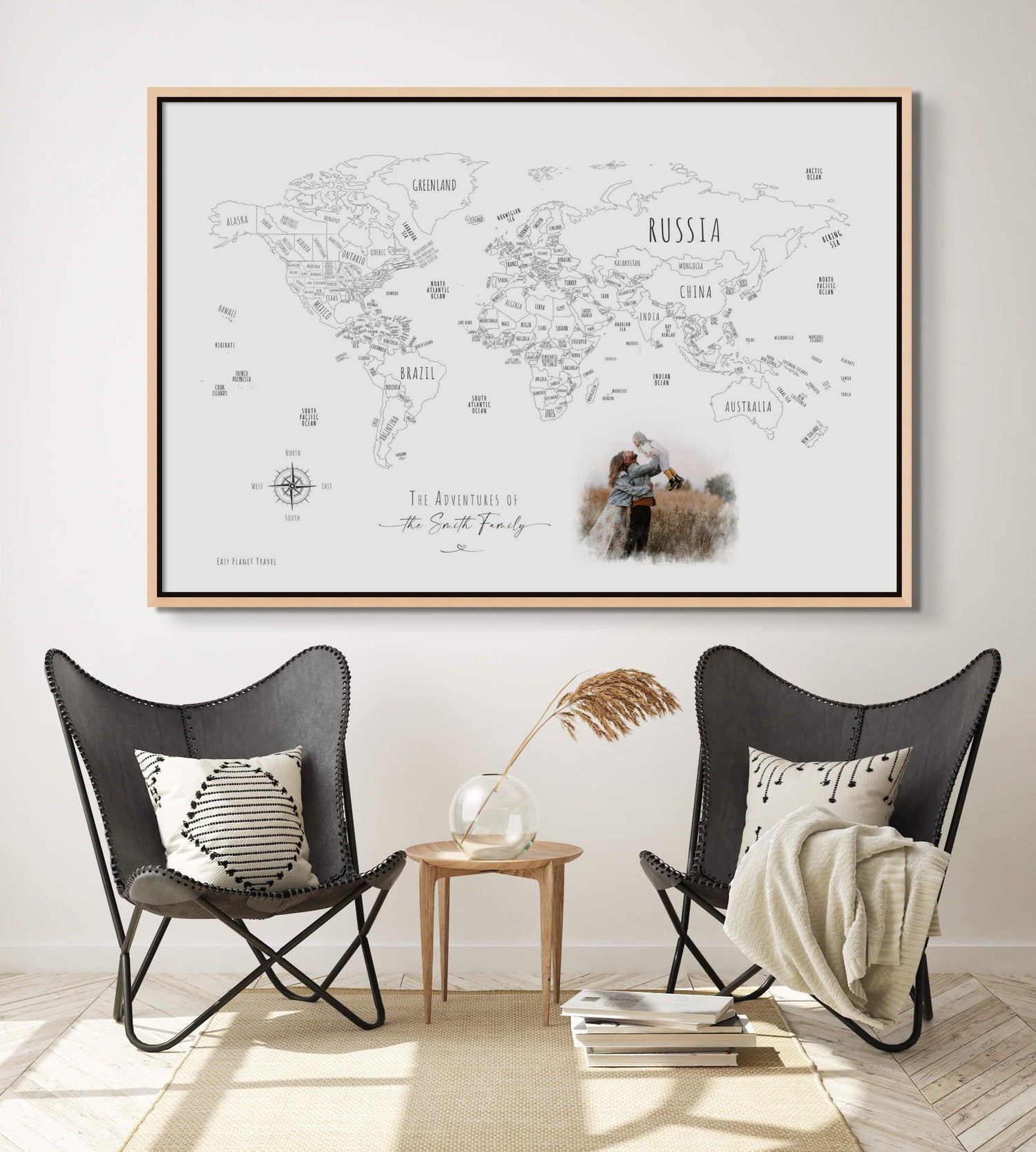 Custom World Map with Your Portrait