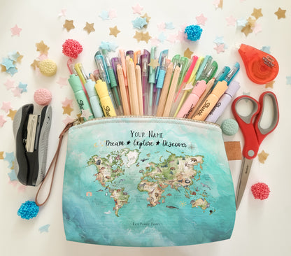 Custom Pencil Case World Map