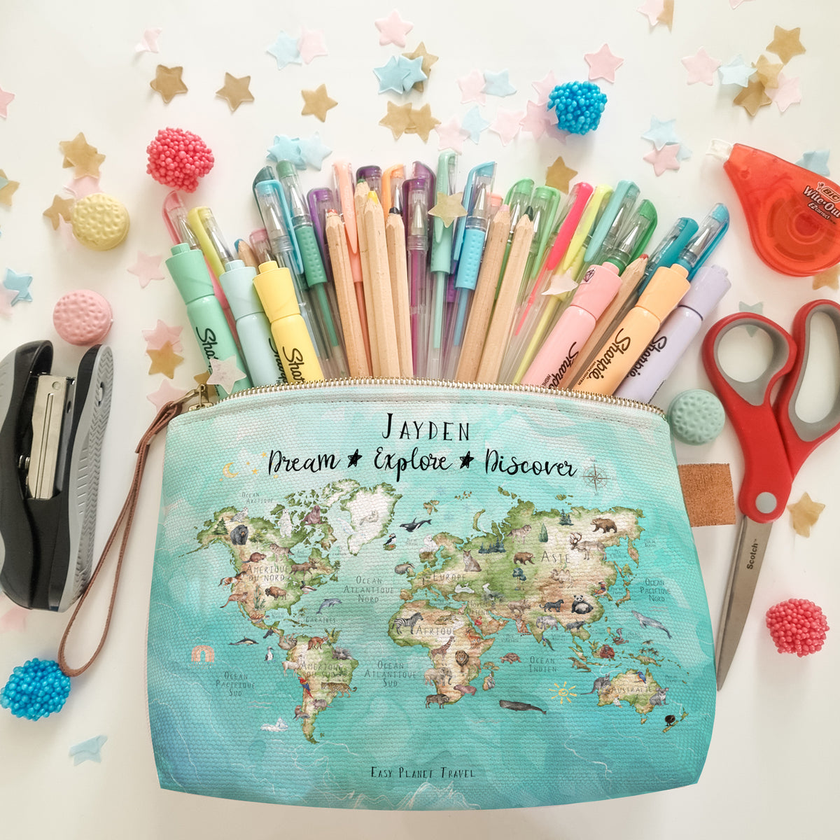 Custom Pencil Case World Map