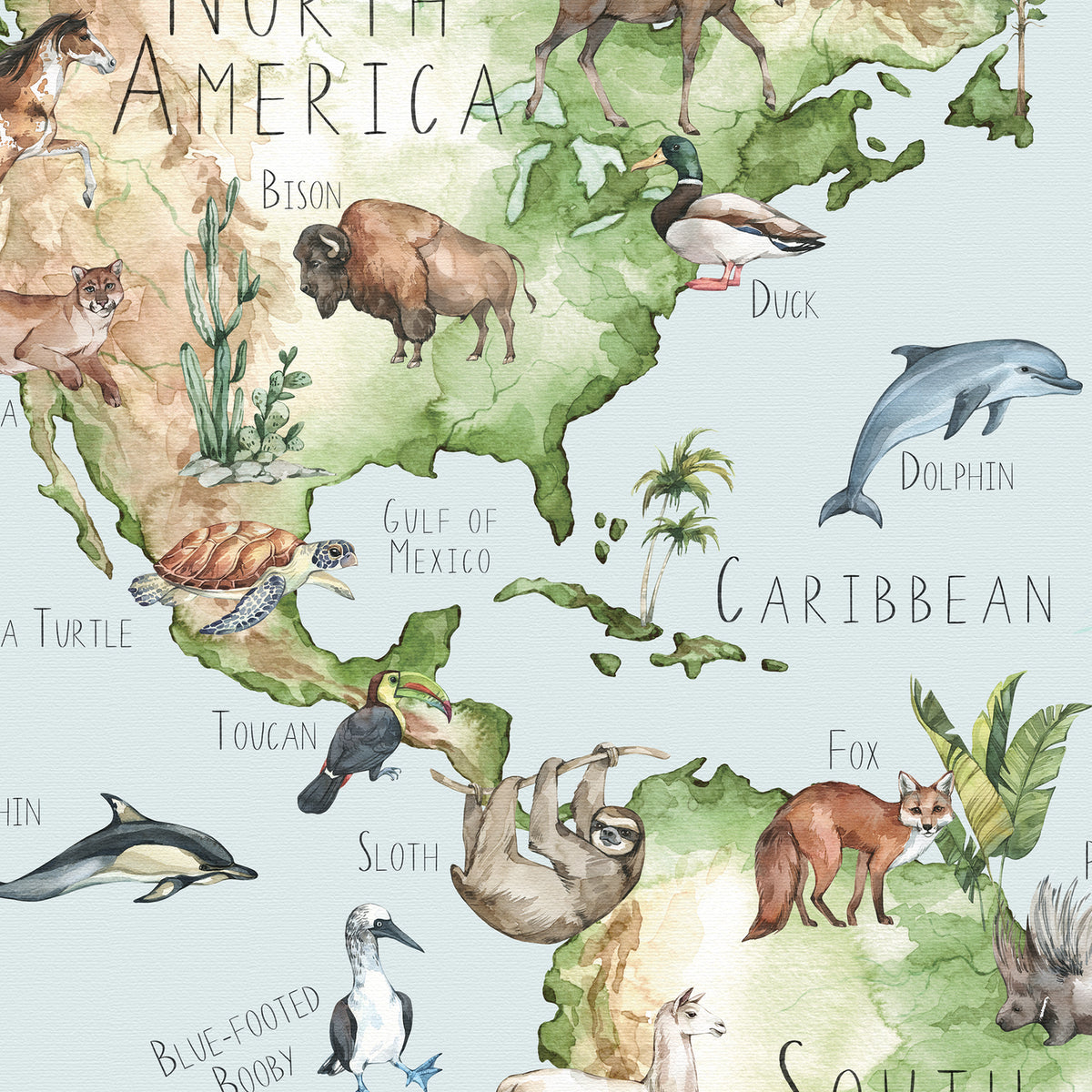 Custom Printable Watercolor World Map for Kids